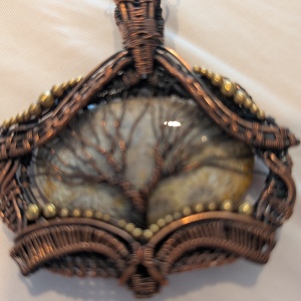 Handcrafted Copper Wire Wrapped Tree Pendant with Unkanite - Picture 2 of 4